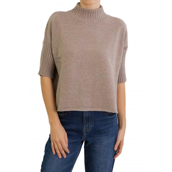 Maglione collo alto mezza manica 